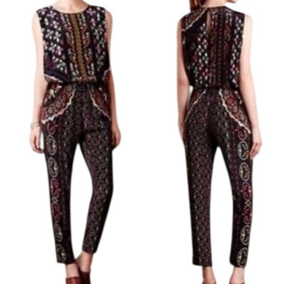 Hemant & Nandita Embroidered 100% Silk Jumpsuit Open Side & Back S Indie Boho - Picture 1 of 13